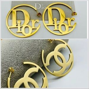 ❤️Choose a Style❤️Gold Logo Hoop Earrings 1.77in close 2inch